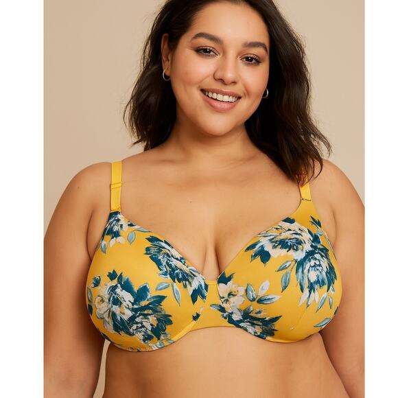 Cacique Lightly Lined Floral Full Coverage Underwire Bra - Picture 2 of 8